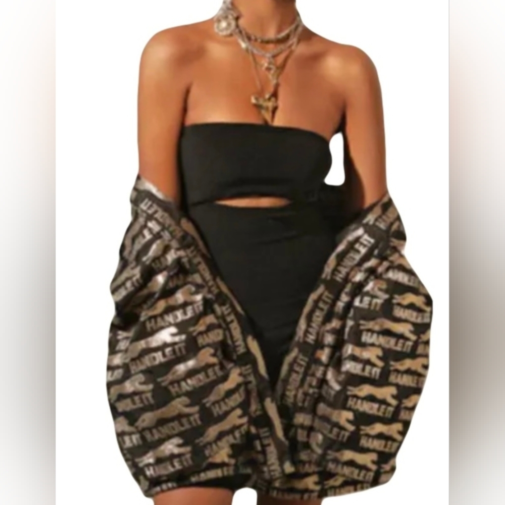Dylan Lex Dylanlex Handle It Metallic Gold Robe Jacket - Picture 3 of 10